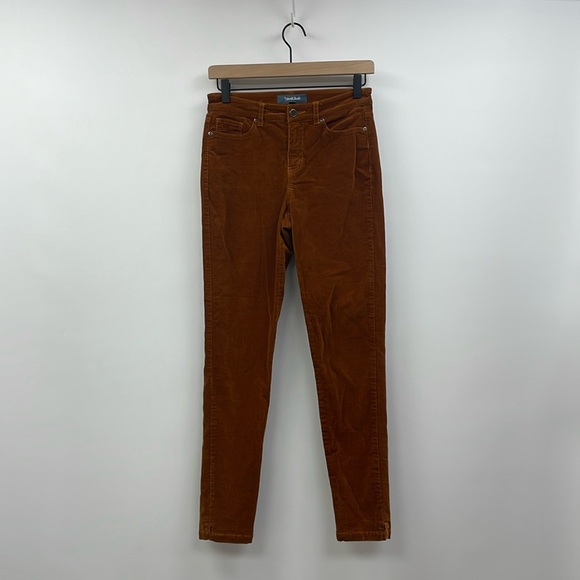 Modcloth Teaching Ease Mid-Rise Corduroy Skinny Pants Preppy Academia Brown 2 - Picture 2 of 9